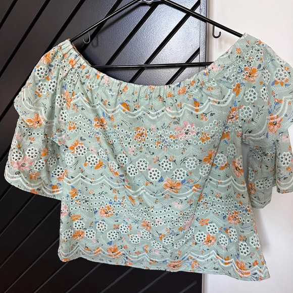 Anthropologie off shoulder blouse in Sky. Size S. Excellent condition. - Picture 3 of 3